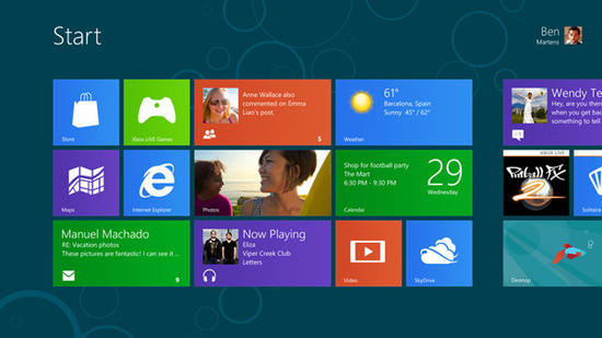 Windows 8 Tile Based Screen Interface