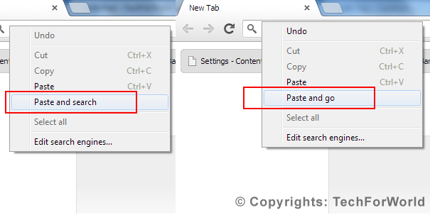 Chrome omnibar paste feature