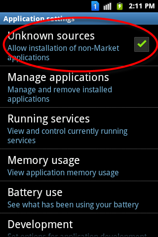 Android Application settings