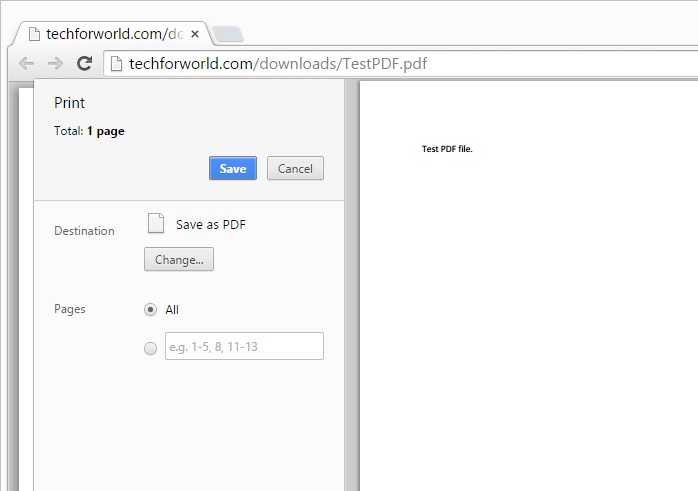 Google Chrome Print File as PDF